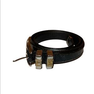 NICE Black Irvine Park Italian Leather Woven Belt Silver Buckle Size S 36in Long